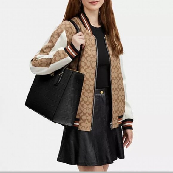 NWT Coach Nina Tote Croc Embossed Leather Black - The Perfect Style Tote - Picture 5 of 9